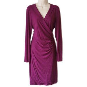 *50off3* Banana Republic Ruched Faux Wrap Dress L Purple Burgundy